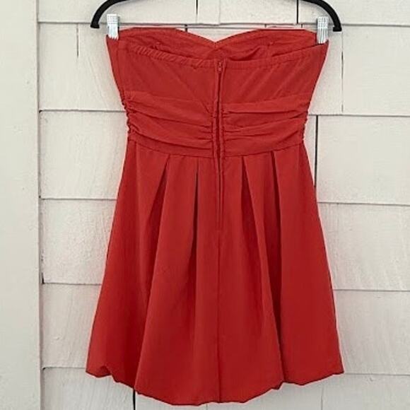 Forever 21 Womens Small Strapless Formal Orange Rose Dress Prom Cocktail Wedding - Picture 3 of 12